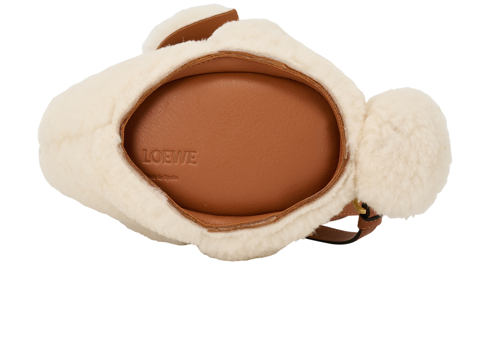 Mini Bunny Bag, &pound;550, Handbags, Cream/Tan, Shearling, Top view